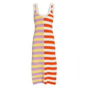 STAUD Seashore Striped Midi Dress